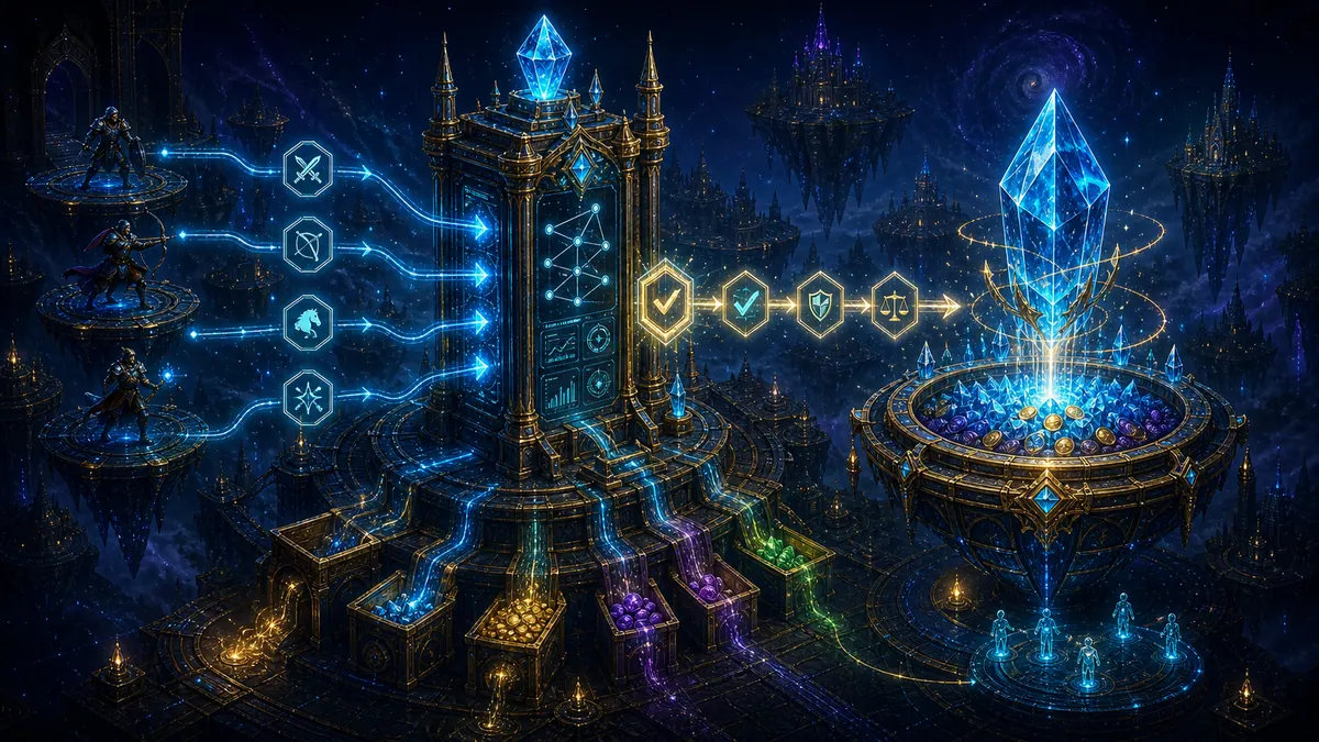 Server-authoritative game reward calculation flow